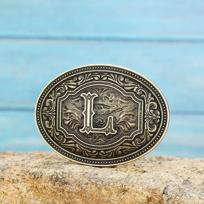 Fibbadet Store Belt Buckles Men Initial Letters A-Z Western Rodeo Cowboy Cowgirl Belt Buckle for Men Boys Halloween Birthday Party - Image 3